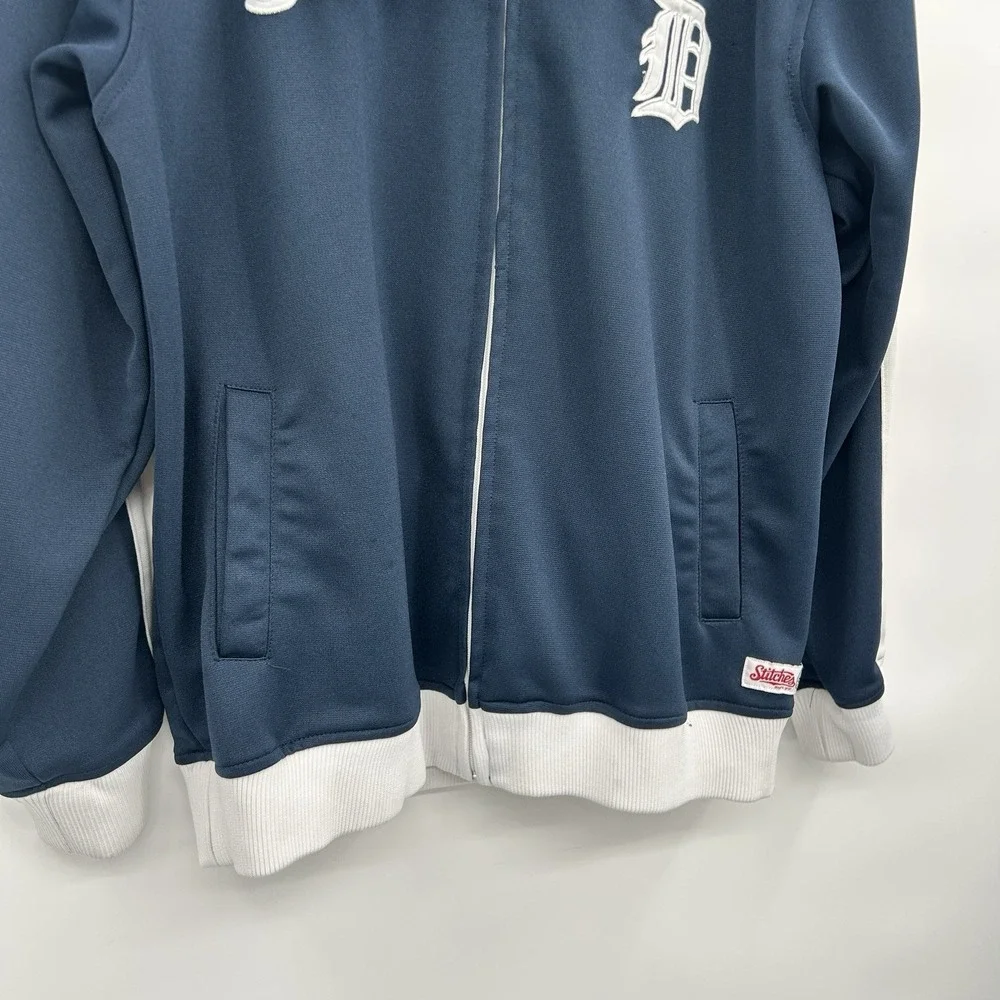 Stitches Mens Detroit  Full Zip Track Jacket Size L Tigers Navy‎ Orange White